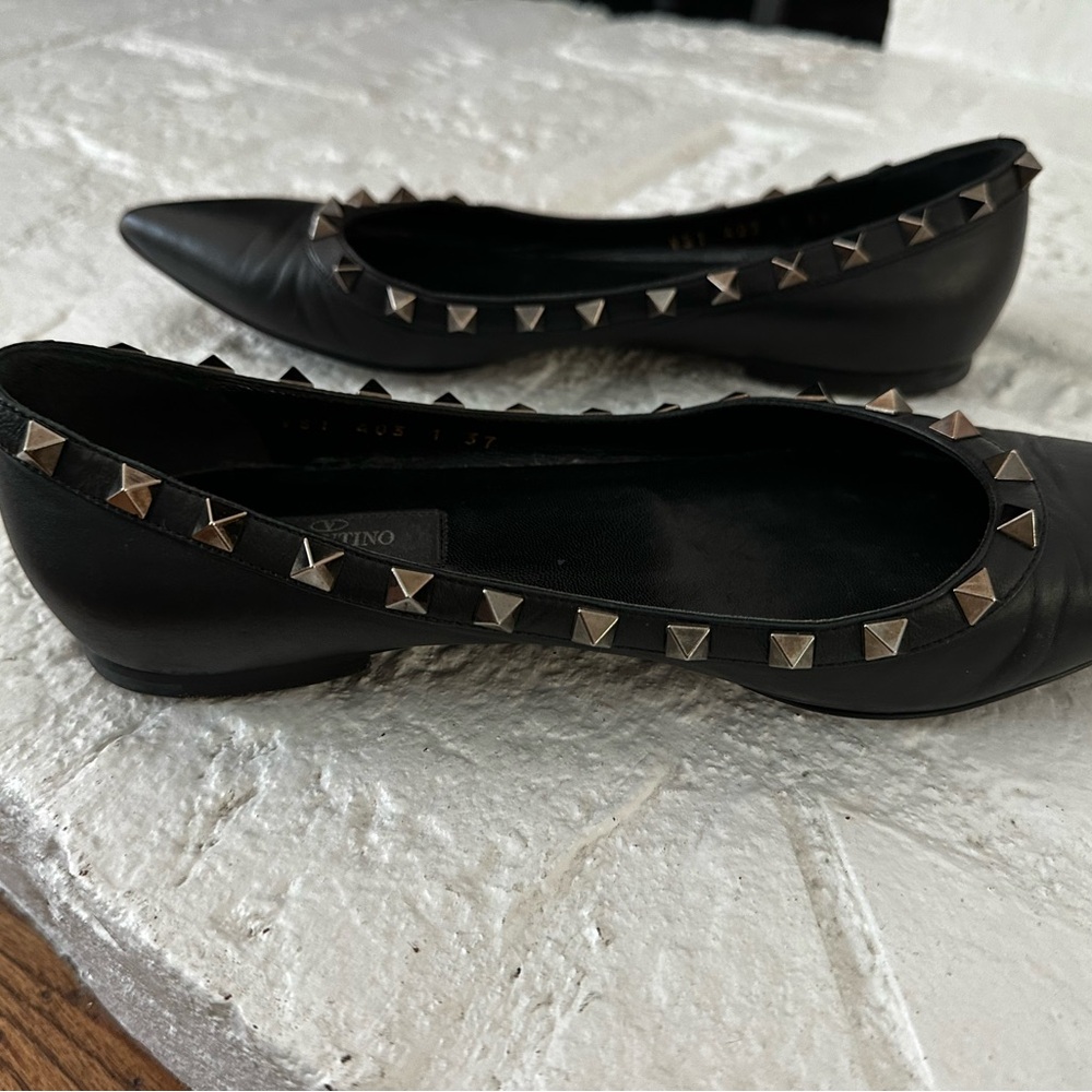 Valentino Black Studded Leather Flats